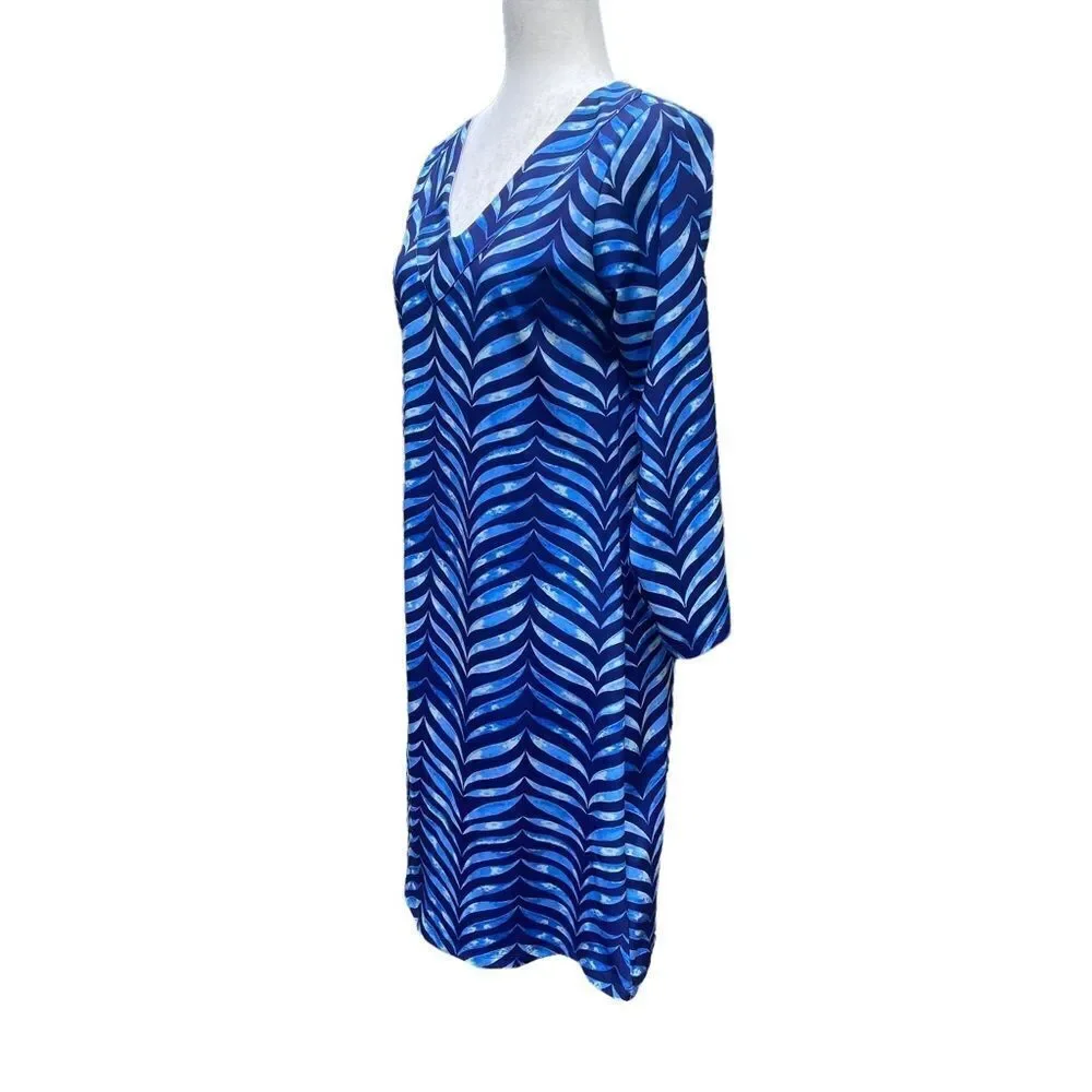 Chelsea Gunn Organic Blue Geometric Zebra Print Body Con Mini Dress